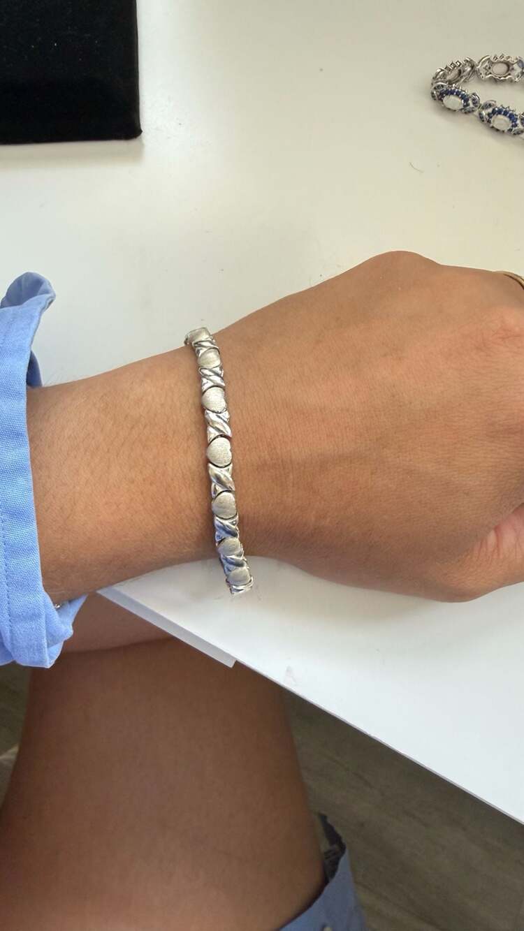 FAS Vintage 925 Sterling Silver Heart and X Link Bracelet